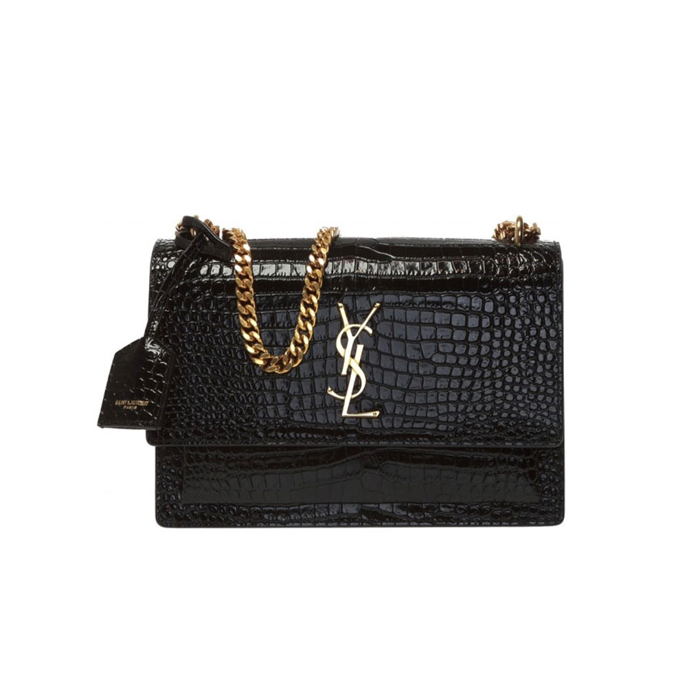Saint Laurent Sunset Medium Bag In Crocodile-Embossed Leather - KAIROO