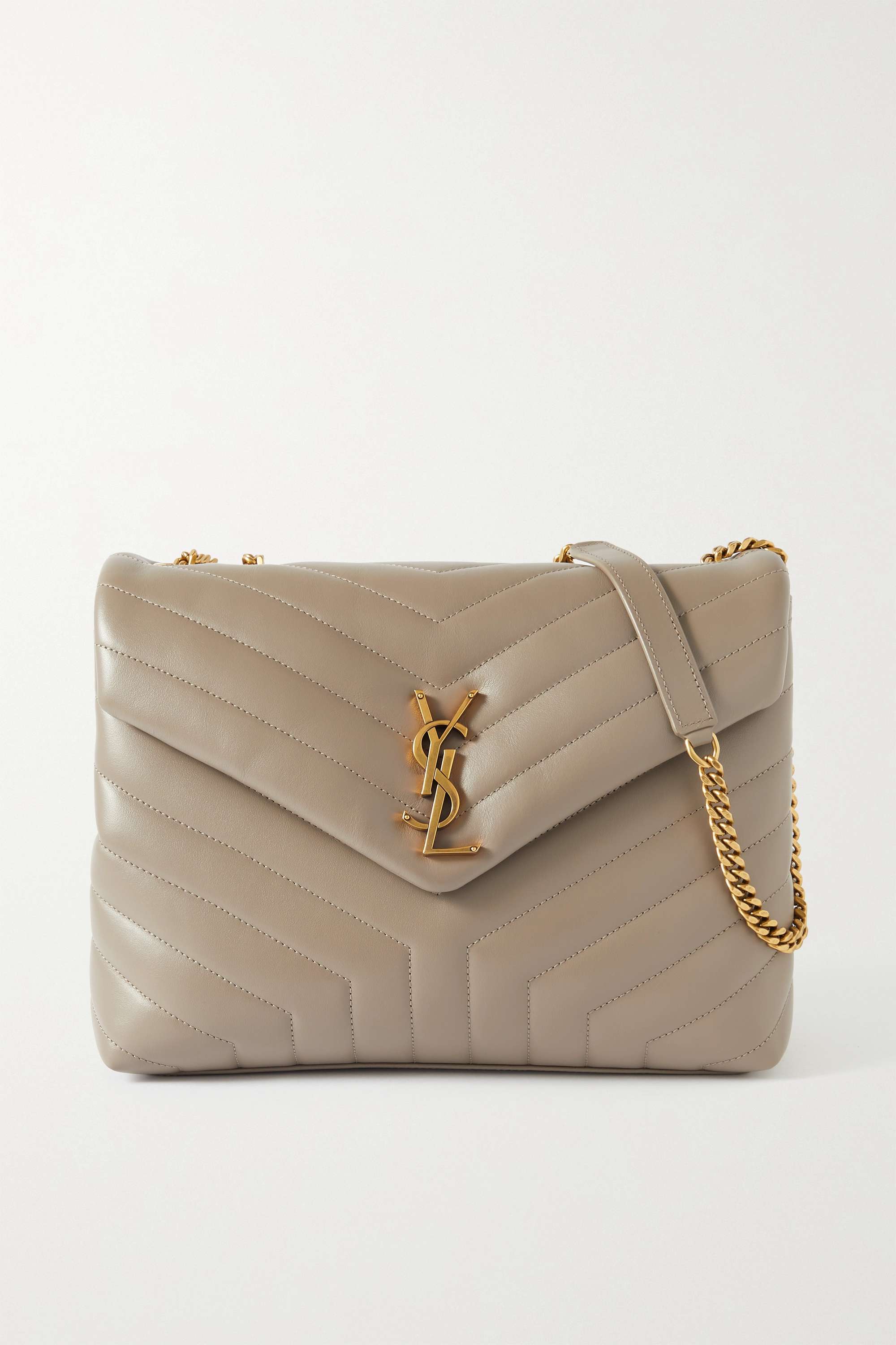 Saint Laurent Loulou medium quilted leather shoulder bag brown - KAIROO