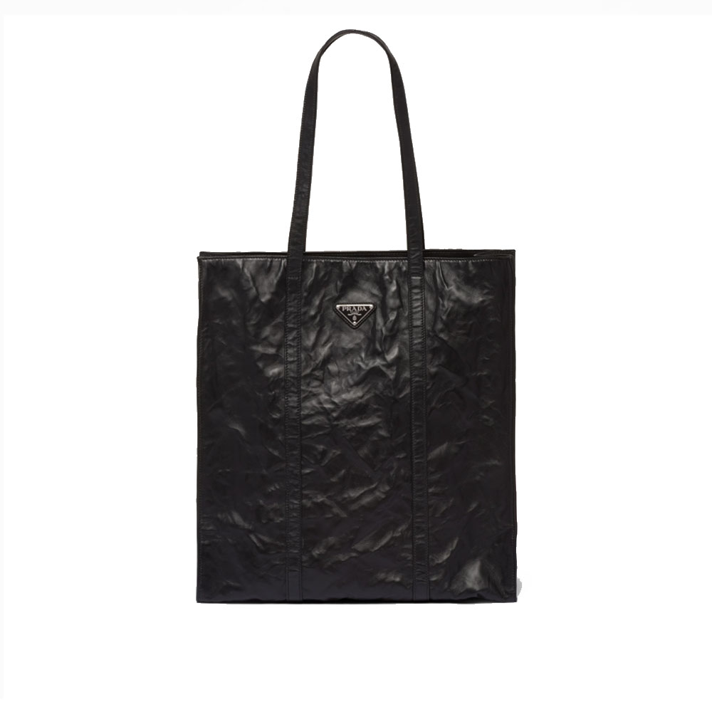 Prada Medium Vertical Structured  Crinkled Antique Nappa Leather Tote Bag - KAIROO
