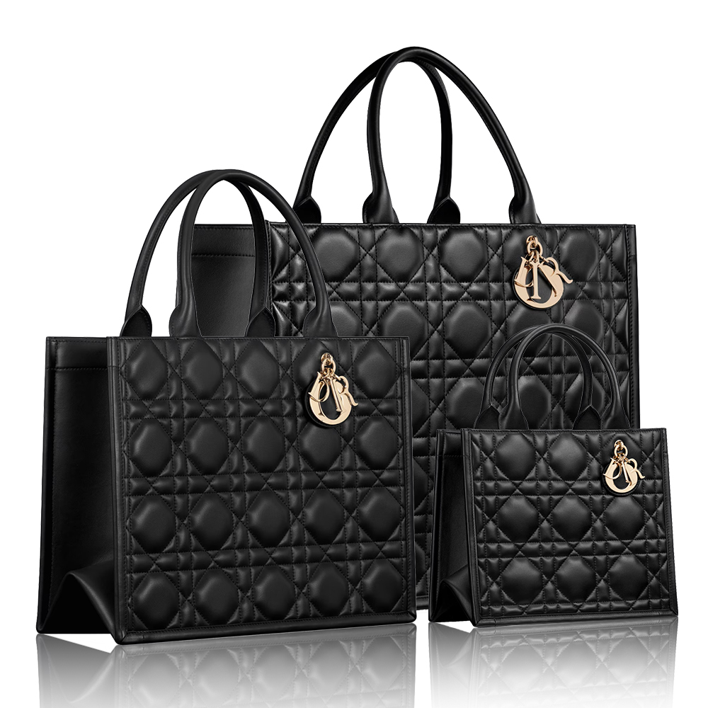 Dior Book Tote Lambskin Cannage with Gold-Finish Brass Handle Bag - KAIROO