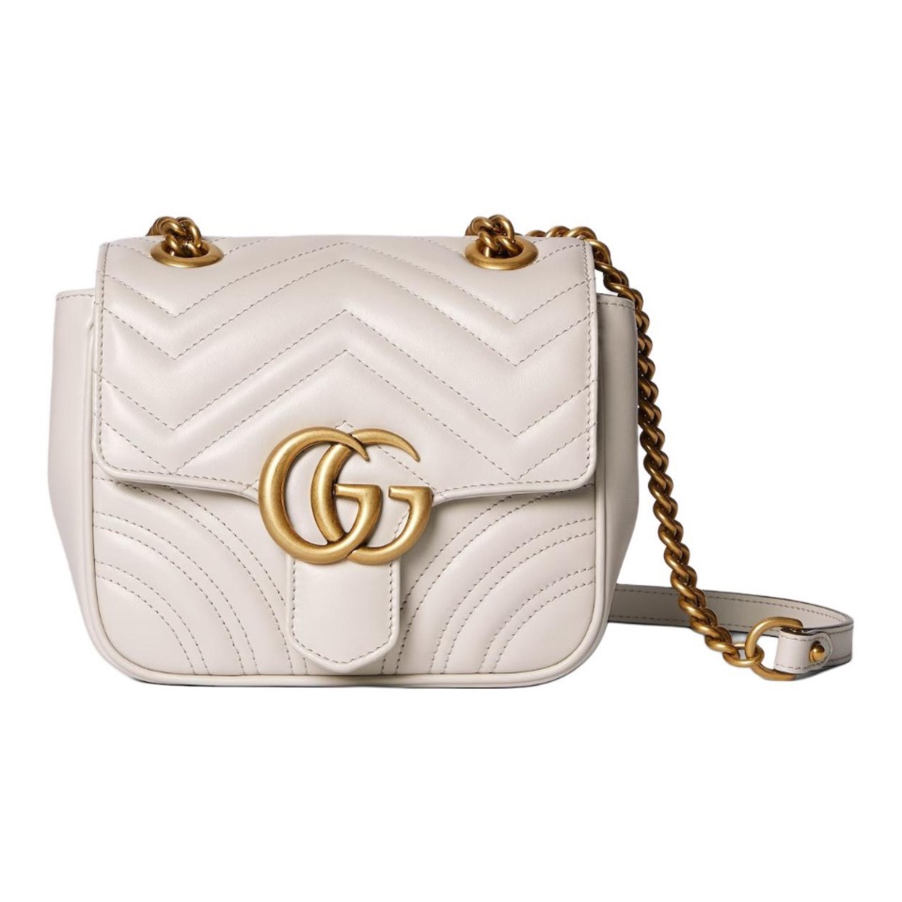 GUCCI GG Marmont Matelassé Chevron Leather Square Flap Shoulder Bag - KAIROO