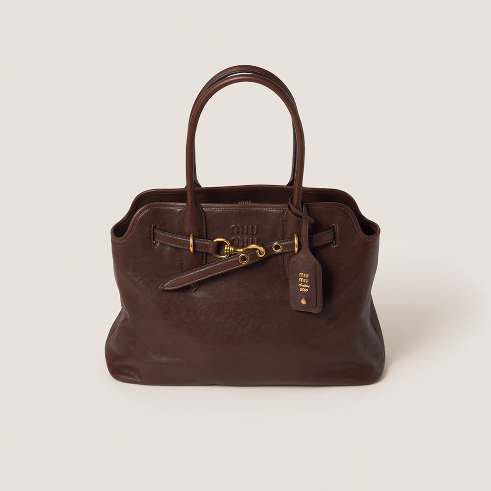 Miu Miu Aventure Leather Embossed Logo Tote Bag - KAIROO