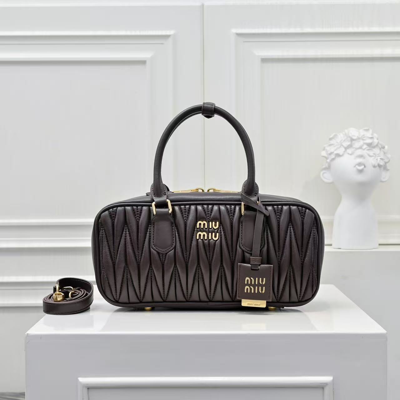 Miu Miu Matelassé Mini Boston Bowling Handles Bag /10A - KAIROO