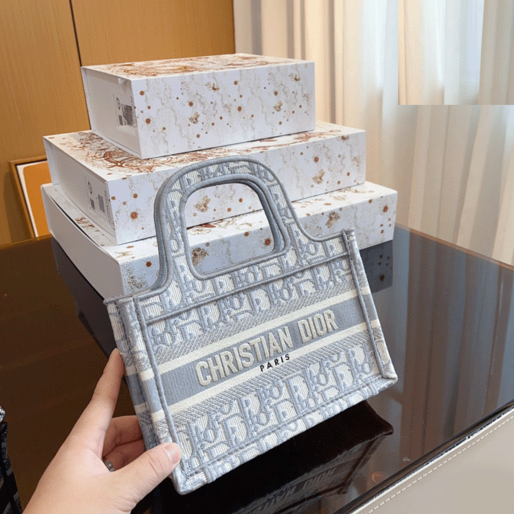 Dior Book Tote Mini Oblique Jacquard Embroidery Bag - KAIROO