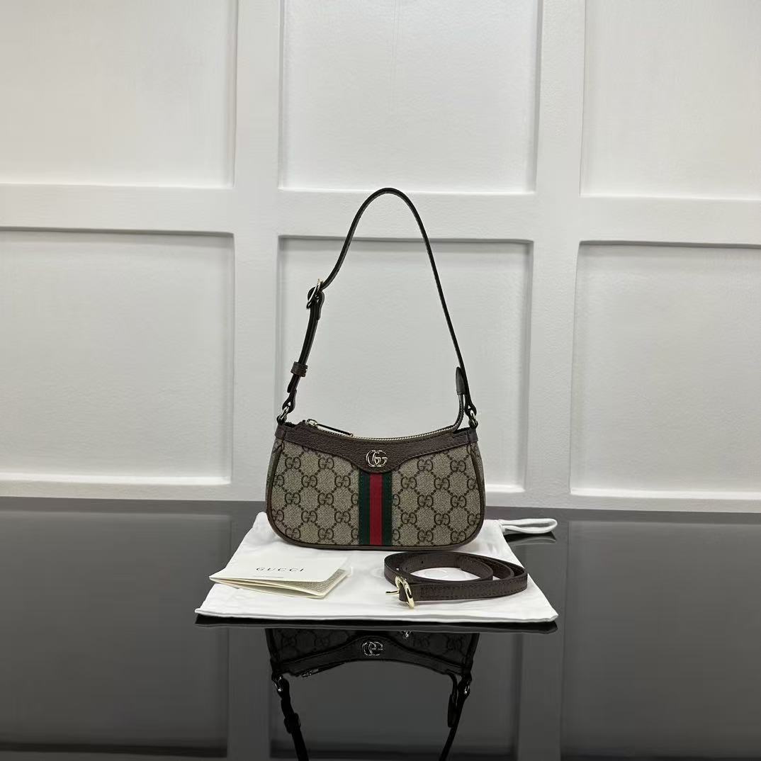 Gucci Ophidia  GG Monogram Web Strap Mini Underarm Bag - KAIROO