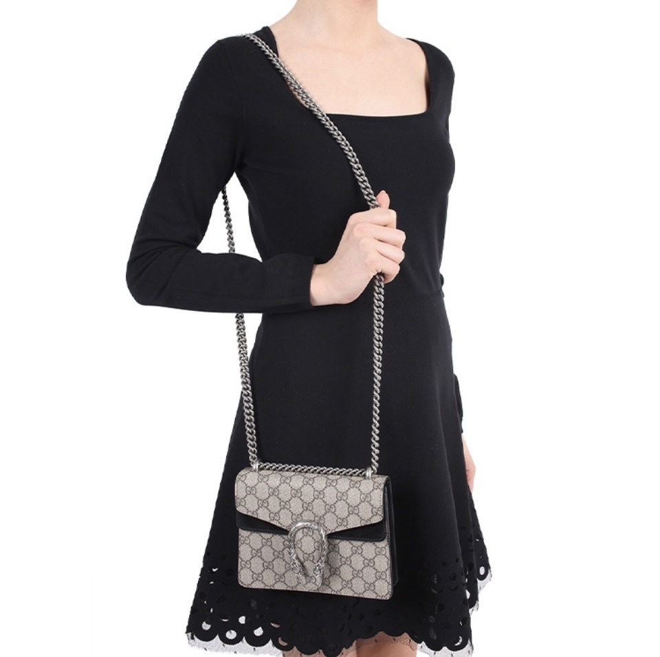 GUCCI Dionysus Small with Tiger Head Spur in GG Canvas - KAIROO