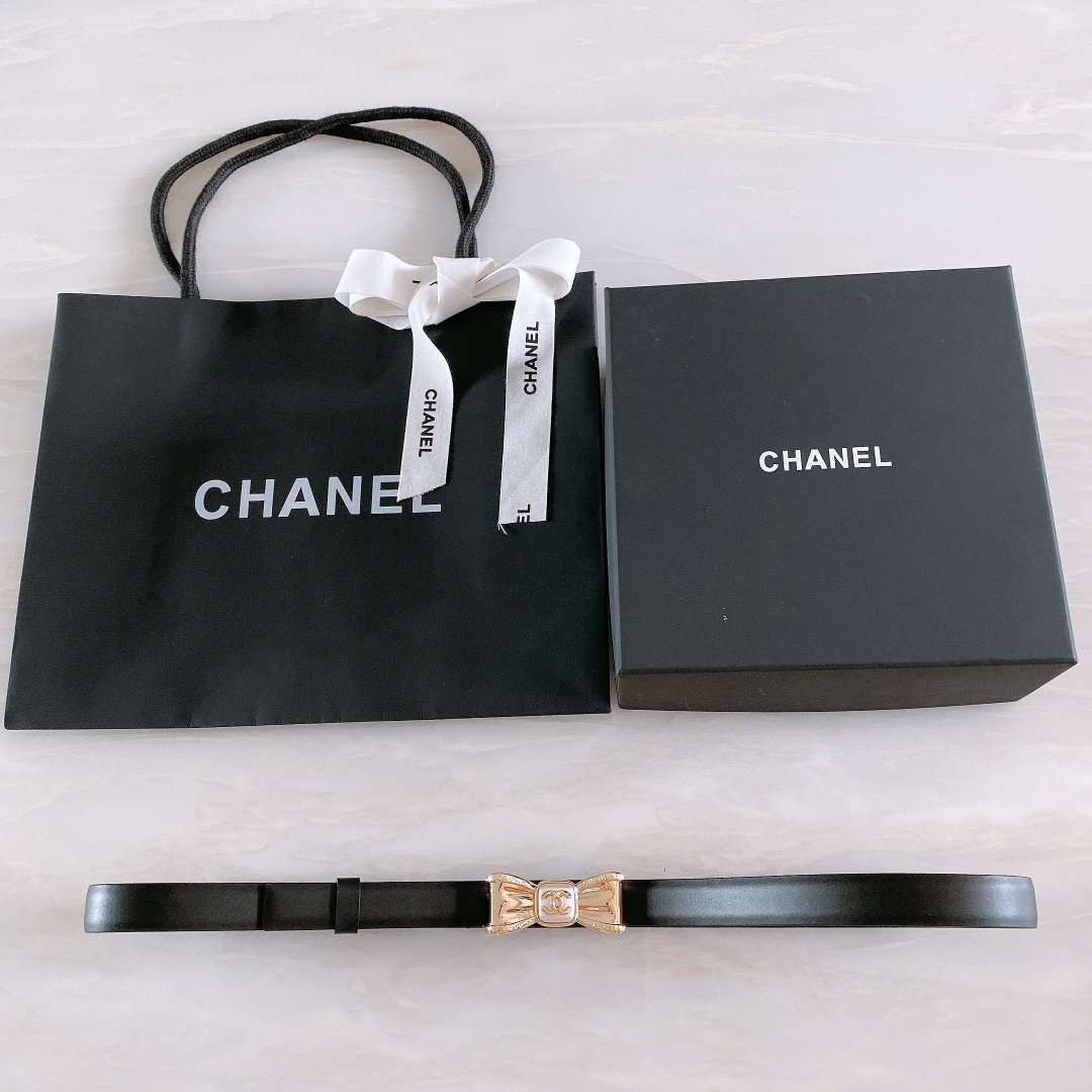 Chanel Belt With Ribbon Buckle Black Women Belt 30MM - KAIROO