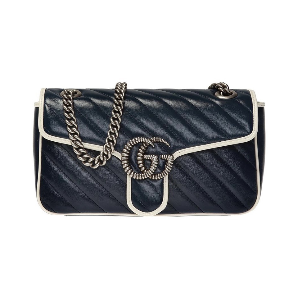 GUCCI GG Matelassé Leather Bag Hardware Mini&Small / Blue & White - KAIROO