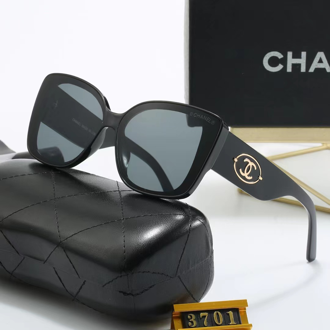 Chanel Oversized Square Cat-eye Acetate Sunglasses with Gold CC Logo Top quality - KAIROO
