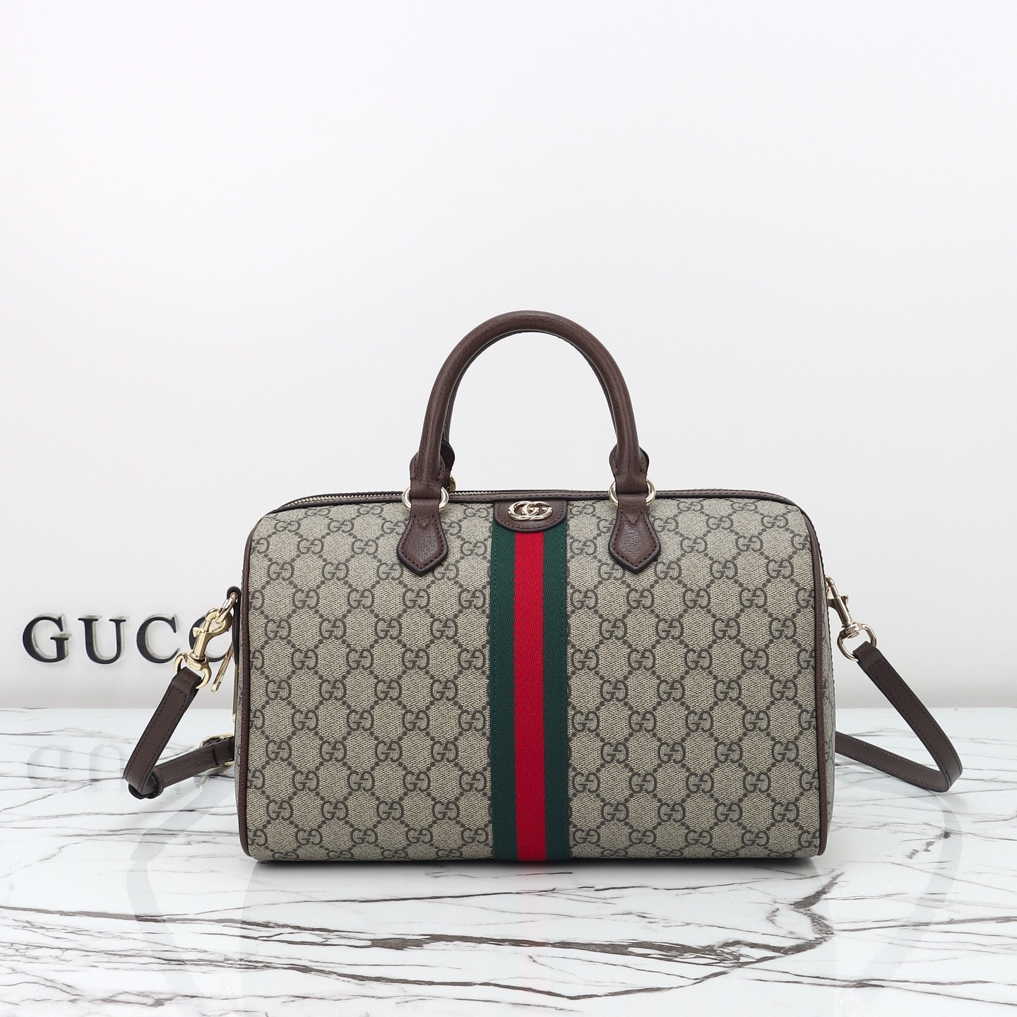 GUCCI Ophidia Series GG Canvas with Web Stripe Large Boston Bag Travel Bags - KAIROO