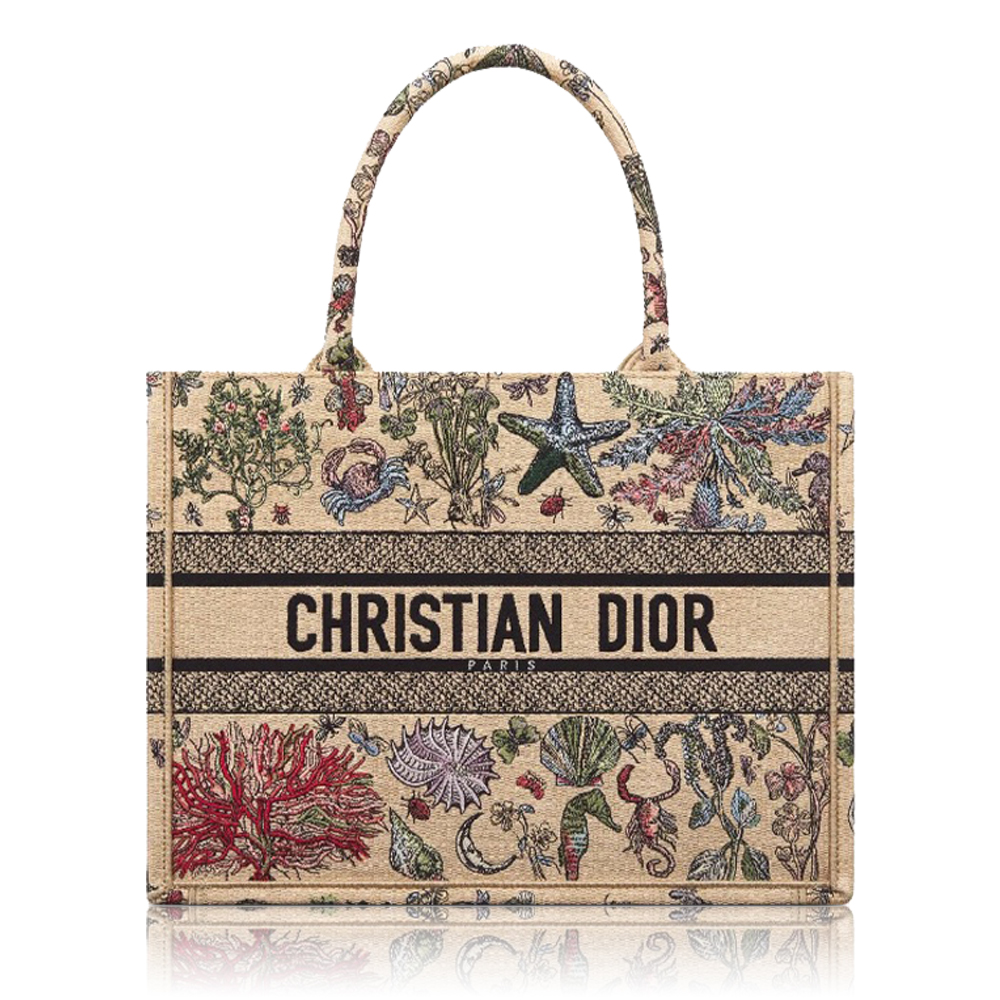 Dior Book Tote Marine Coral Full Heavy Embroidery Handbag - KAIROO