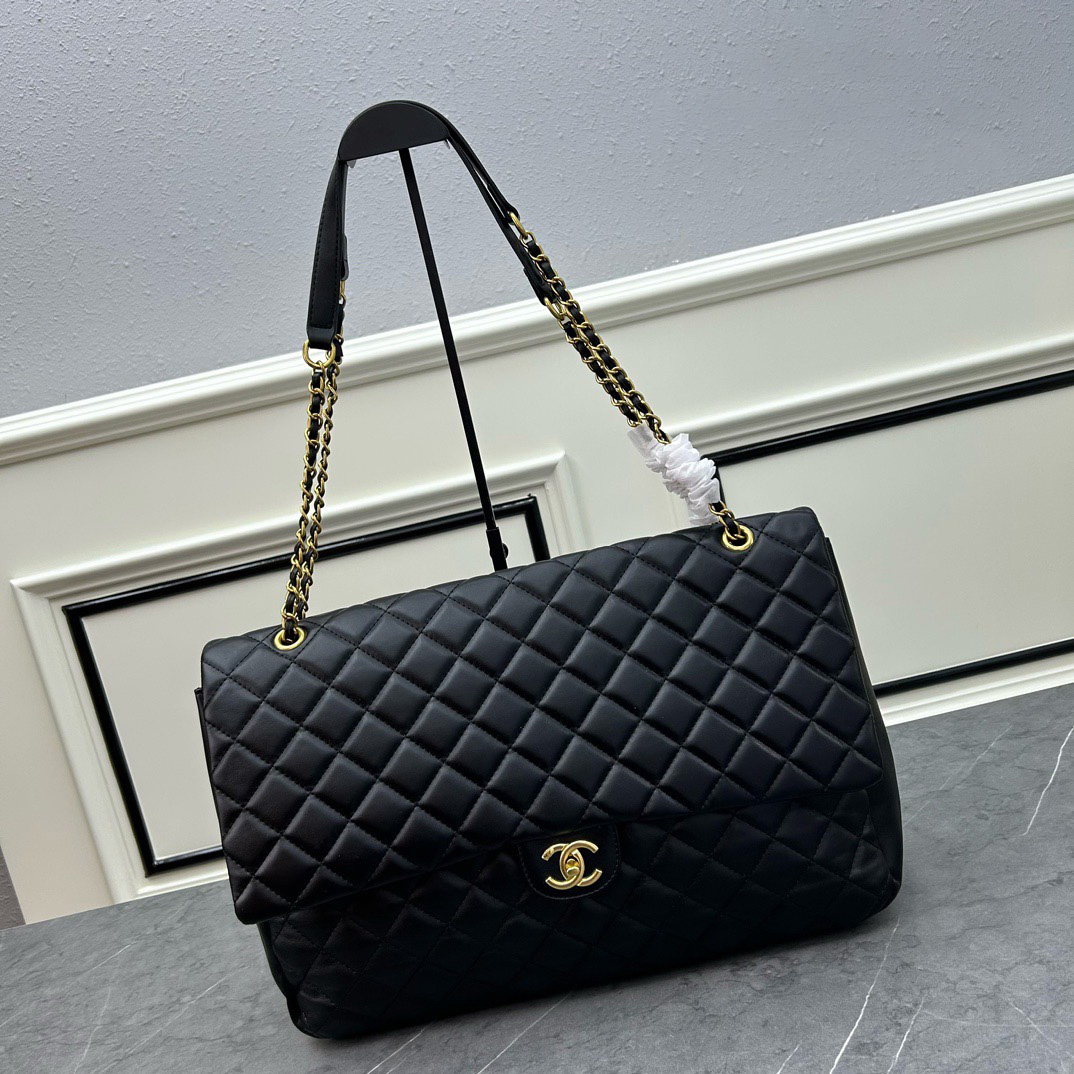 Chanel CF Maxi Flap Diamond Quilted Buttery Lamb Turn-Lock Chain Strap Bag - KAIROO