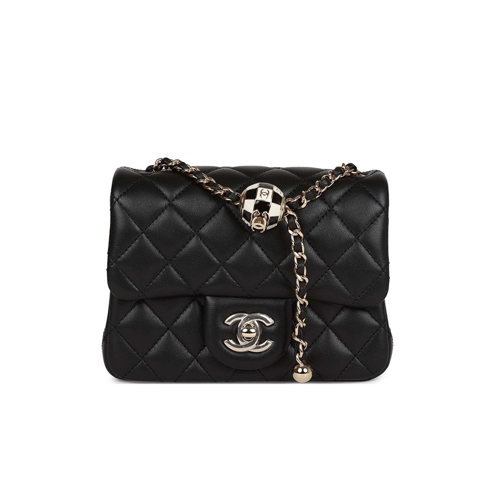 Chanel  Mini Flap with Black & White Sugar Cube Gold Ball - KAIROO