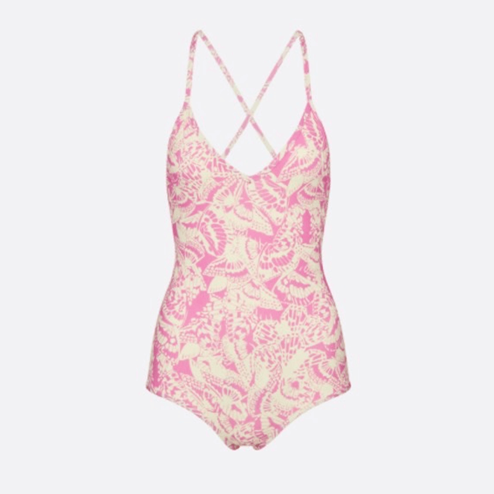 Dior Toile de Jouy Sauvage V-neck and Crisscross Back One-Piece Swimsuit Swimwear - KAIROO