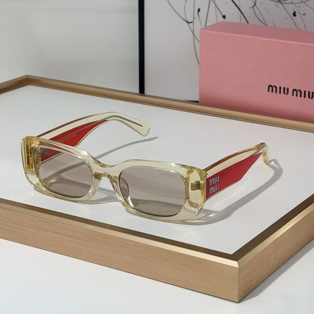 Miu Miu Two-Tone Thick Frame Logo Temple Cat Eye Sunglasses Top quality - KAIROO