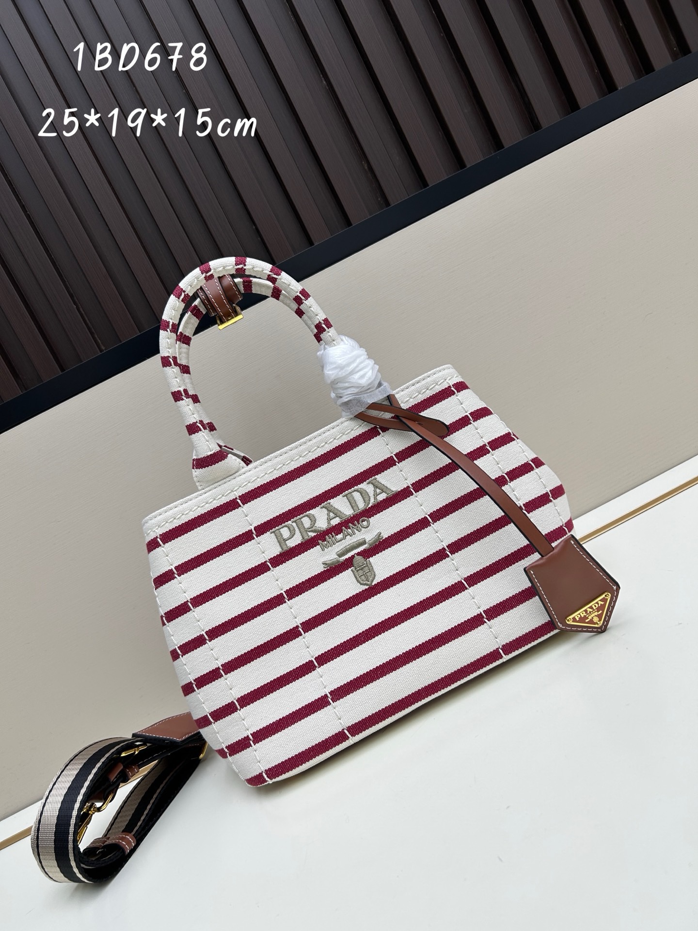 Prada Striped Linen Blend Canvas Top Handle Tote Bag - KAIROO