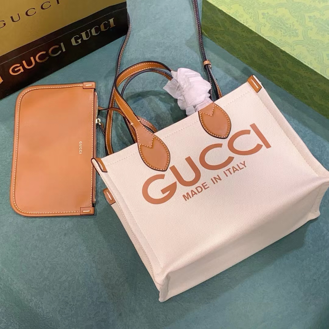GUCCI Vintage Logo Canvas and Leather Tote - KAIROO