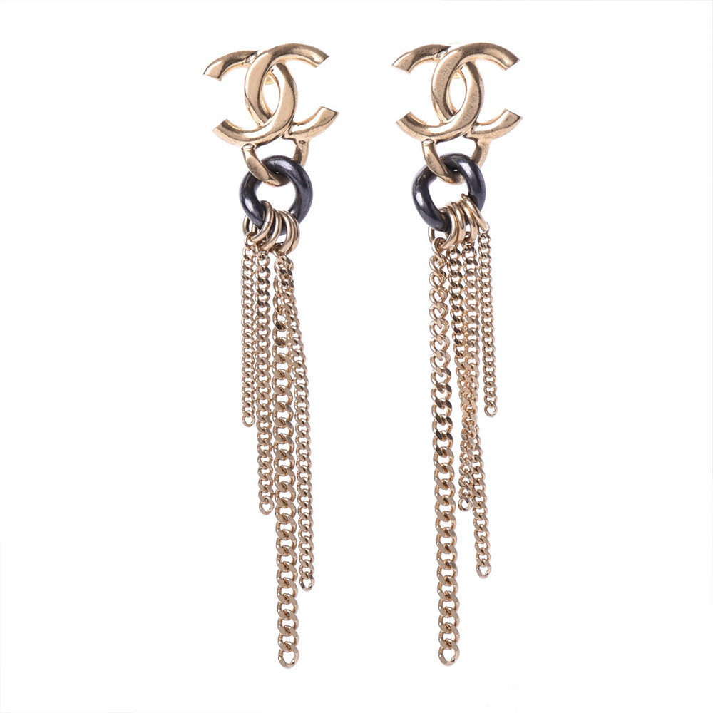 Chanel CC Drop Tassel Earrings (Gold-Tone) - KAIROO