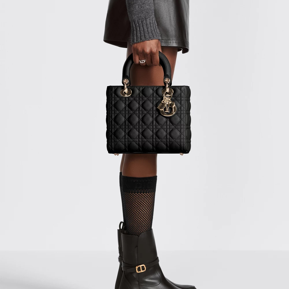 Dior Medium Lady Dior Gold-finish Charms Lambskin Bag/ 15A - KAIROO