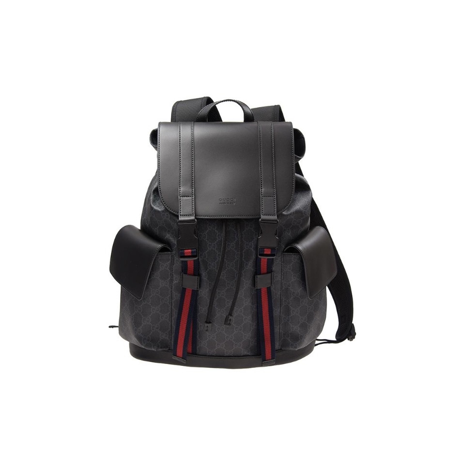 Gucci Striped Webbing GG Monogram Flap Commute Travel Backpack - KAIROO