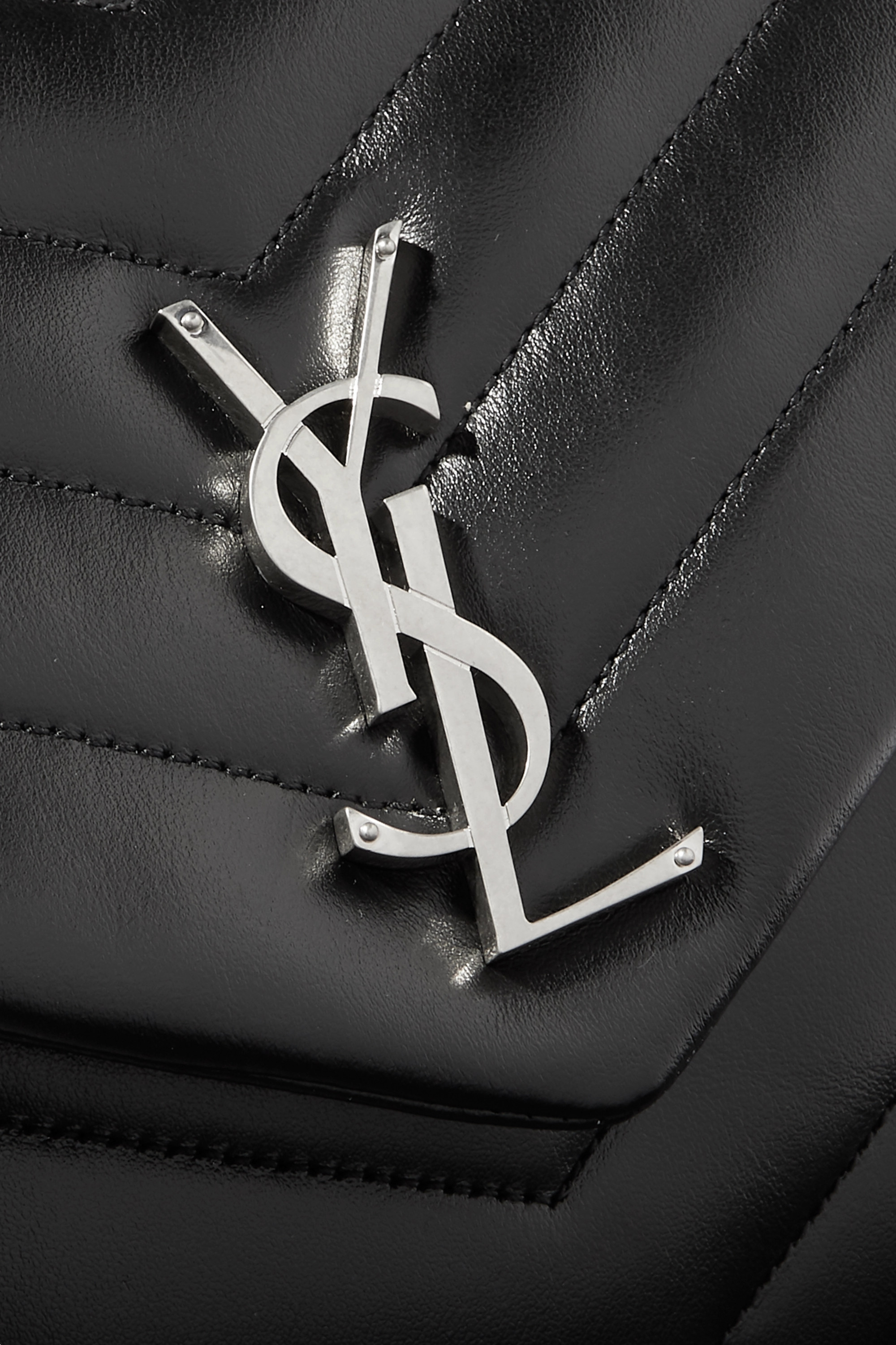 Saint Laurent Loulou medium quilted leather shoulder bag black - KAIROO