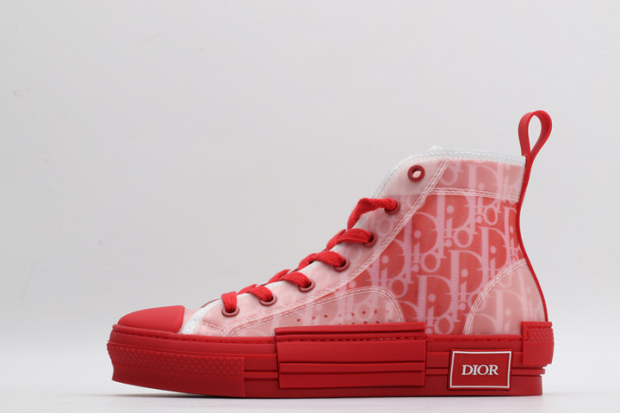 Dior B23 Red Oblique Transparent Layered High-Top Sneakers - KAIROO