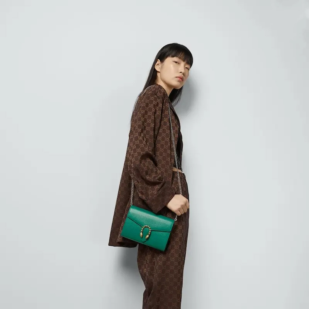 GUCCI Dionysus Leather Chain Bag Textured Leather Shoulder Bag / Colored Crystal - KAIROO