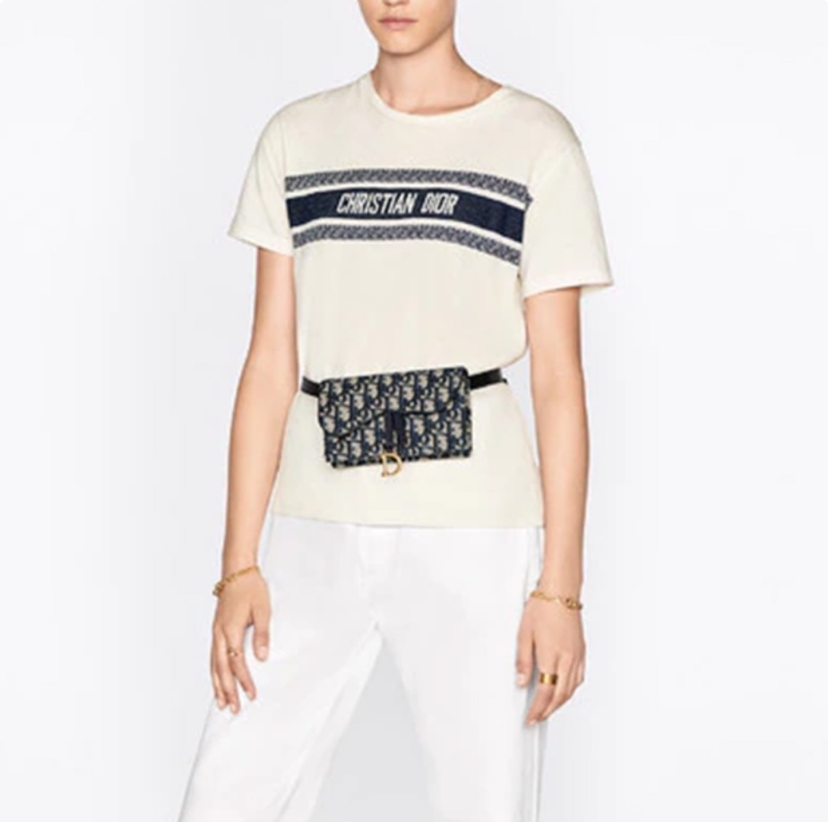 Dior Saddle Oblique Jacquard Mini Saddle Gold D Charm Belt Waist Bag - KAIROO