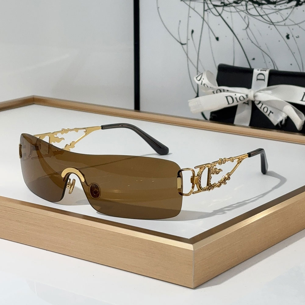 Dior One-Piece Rimless Hollow-Out CD Logo Sunglasses Top quality - KAIROO