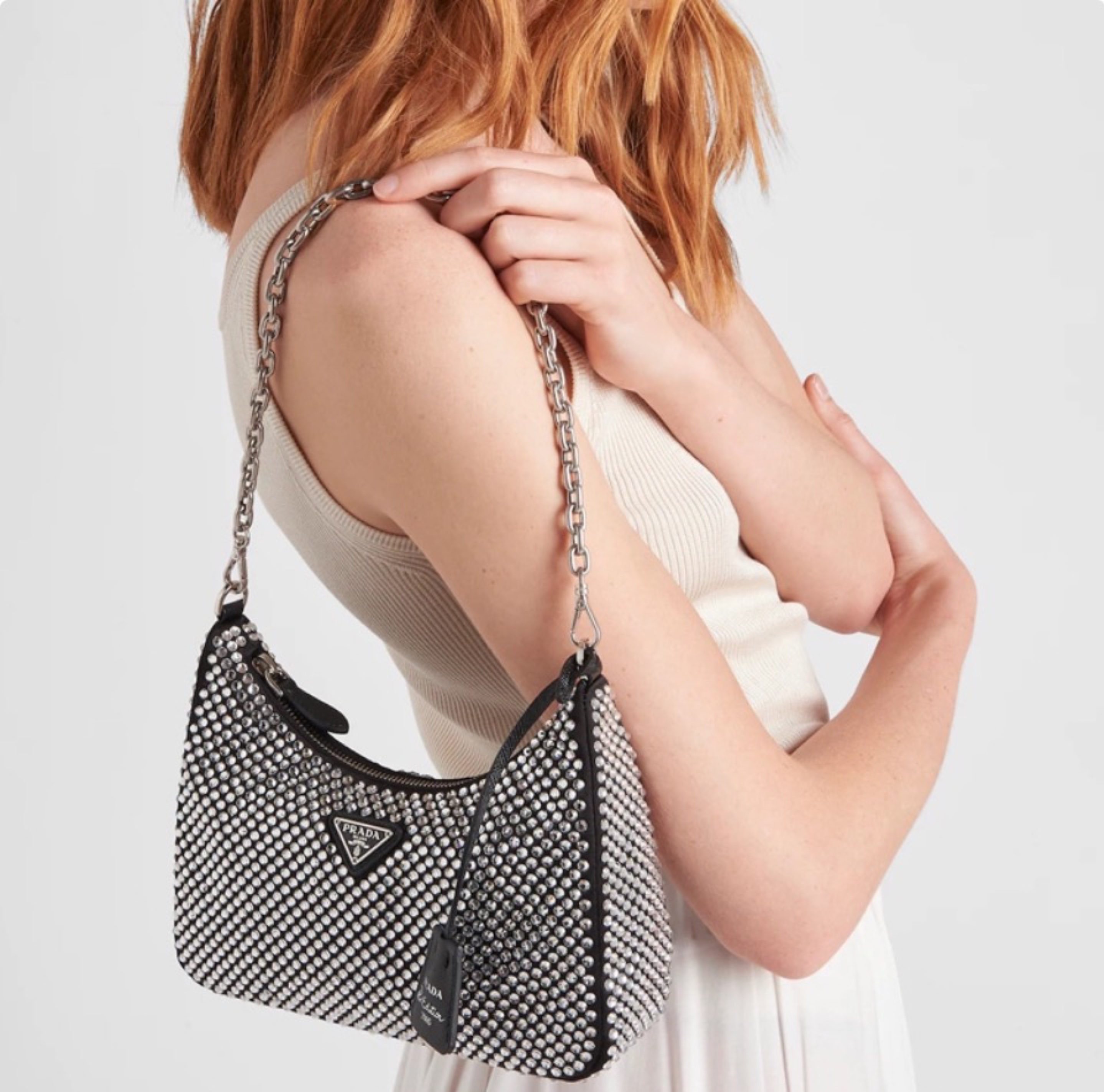 Prada Re-Edition 2005 All-over Crystal Hobo 3-in-1 Shoulder Bag - KAIROO