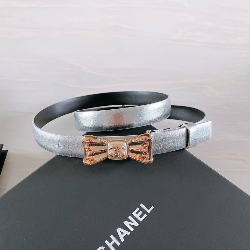 Chanel Belt With Ribbon Buckle Silver Women Belt 30MM - KAIROO