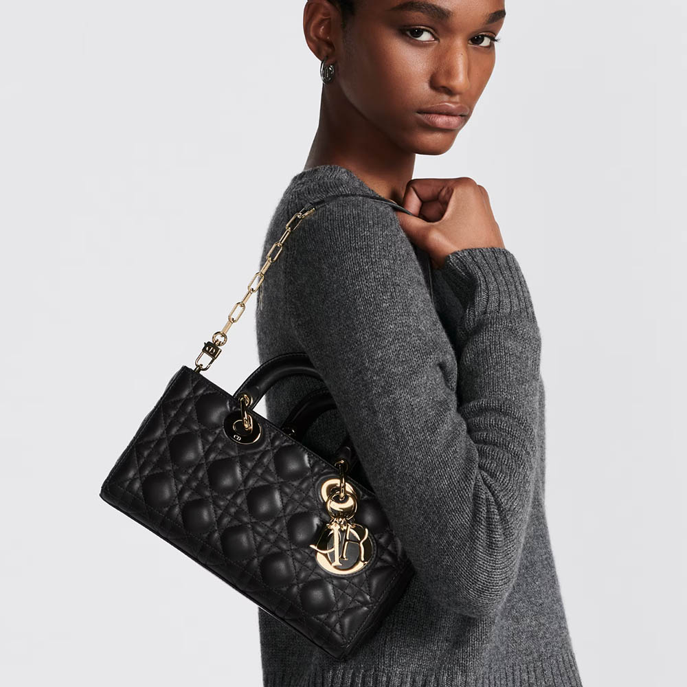 Dior Medium Lady D-Joy Lambskin Quilted Micro Handle Horizontal Lady Bag - KAIROO