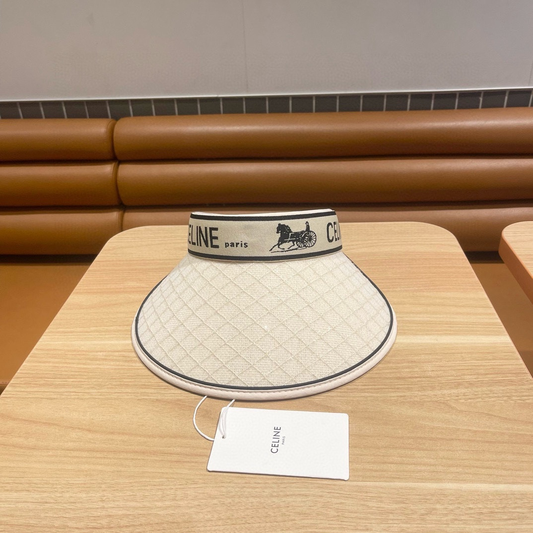 Celine Sulky Canvas Visor with Leather Trim Sulky Embroidery in Textile - KAIROO