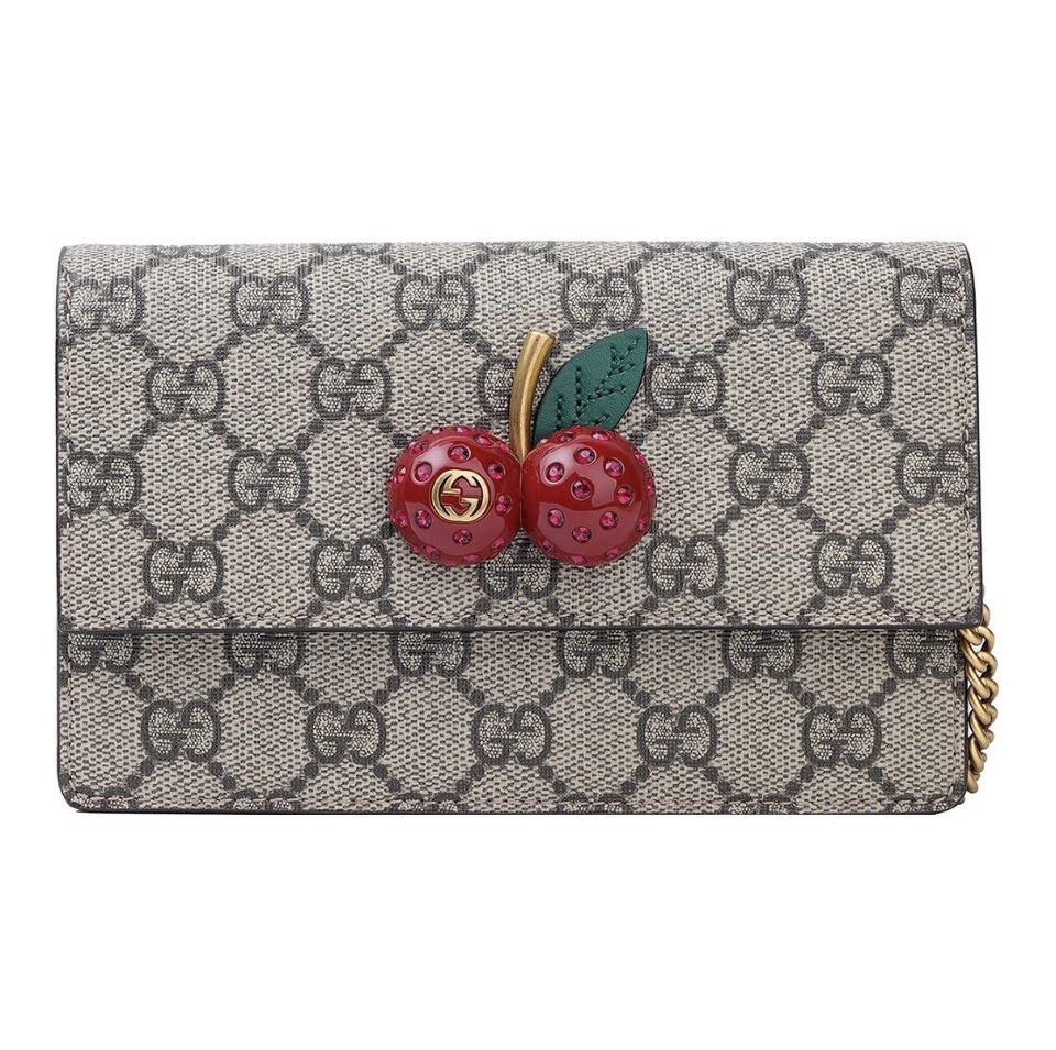 GUCCI Cherry Monogram Wallet &  Chain Embellished Mini Bag (WOC) - KAIROO