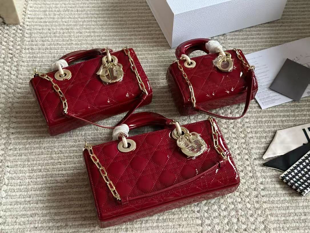 Dior D-JOY Patent Leather Cannage Quilted  Horizontal Lady Bag - KAIROO