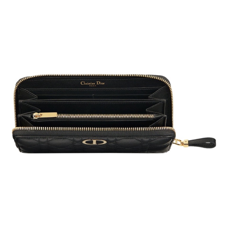 Dior Caro Soft Calfskin Cannage Zip-around Long Wallet - KAIROO