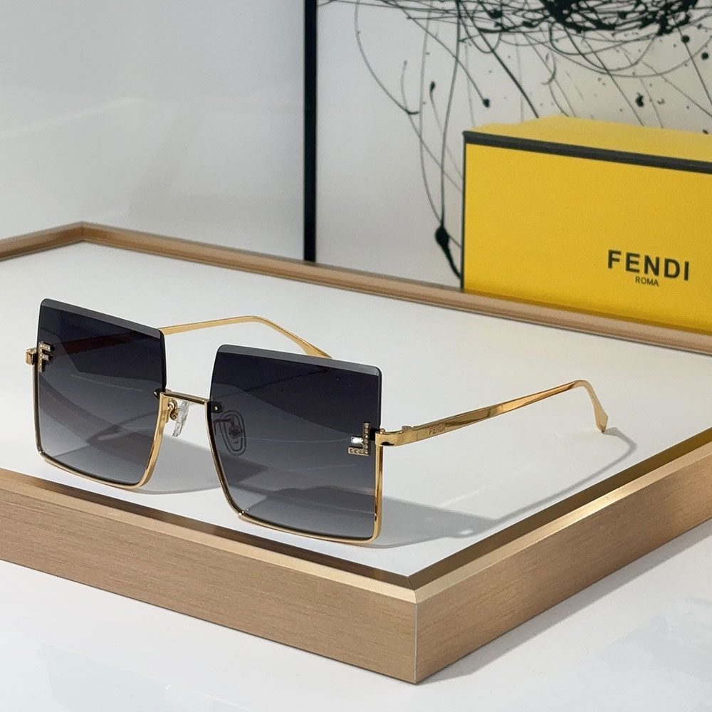 Fendi  Half Frame Thin Metal Frame Sunglasses Top quality - KAIROO