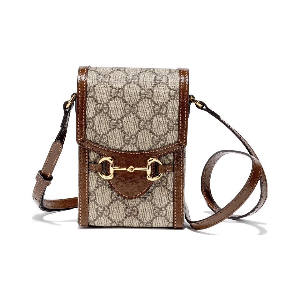 GUCCI Canvas & Leather Horsebit Mini Shoulder Bag Phone Crossbody - KAIROO