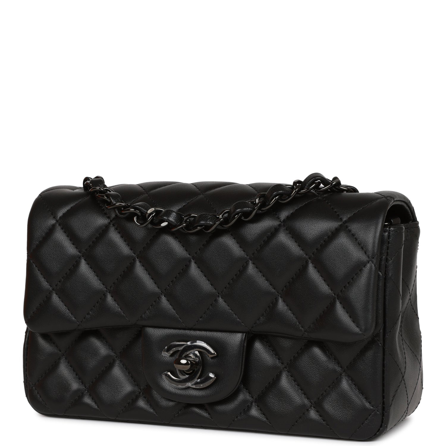 Chanel Black Lambskin Quilted So Black Hardware Flap Bag - KAIROO