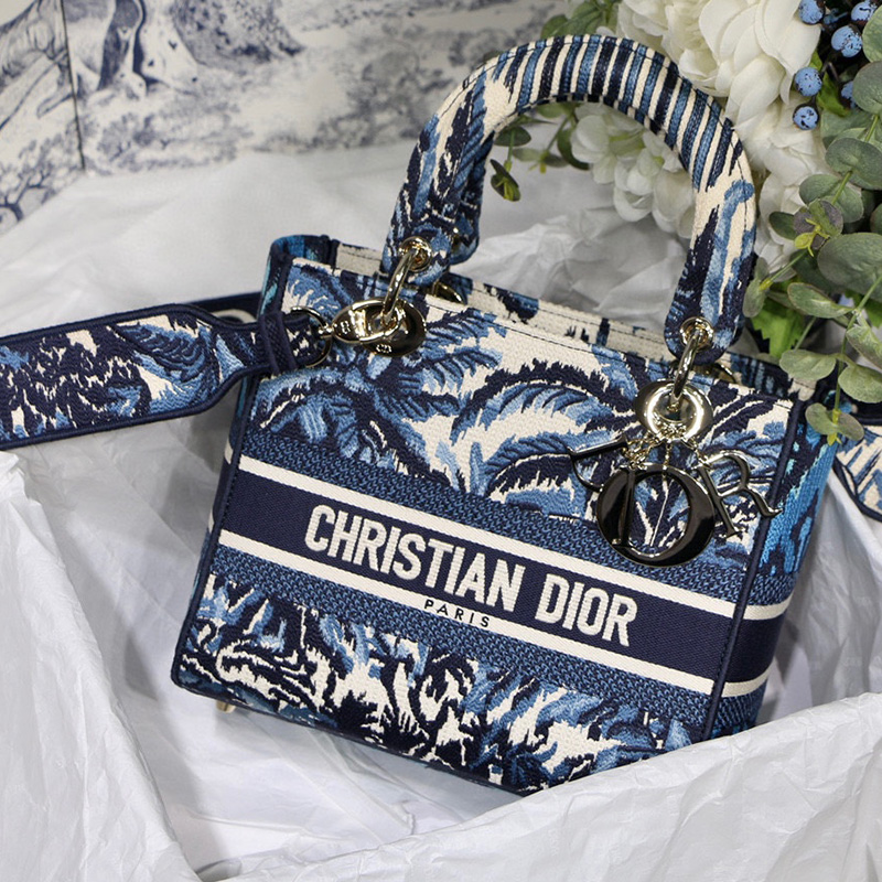 Dior Lady D-Lite Full  Island Palm Tree Embroidered Wide Strap Handbag /10A - KAIROO