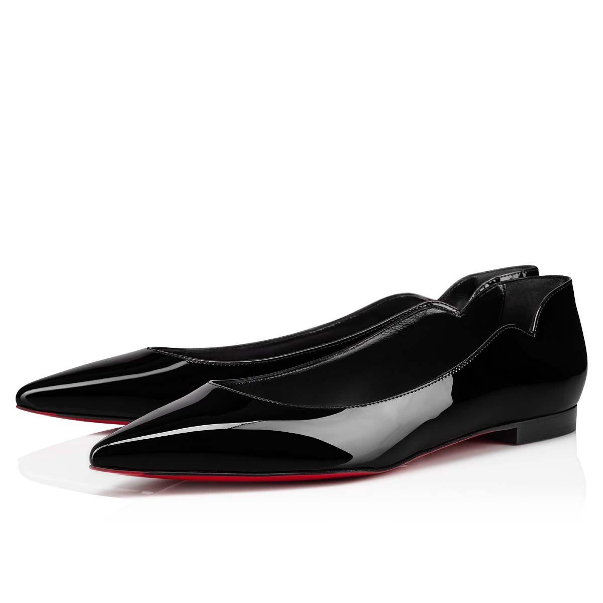 Christian Louboutin Hot Chick Pointed-toe  Patent Leather Red Sole Flats/Slingback - KAIROO
