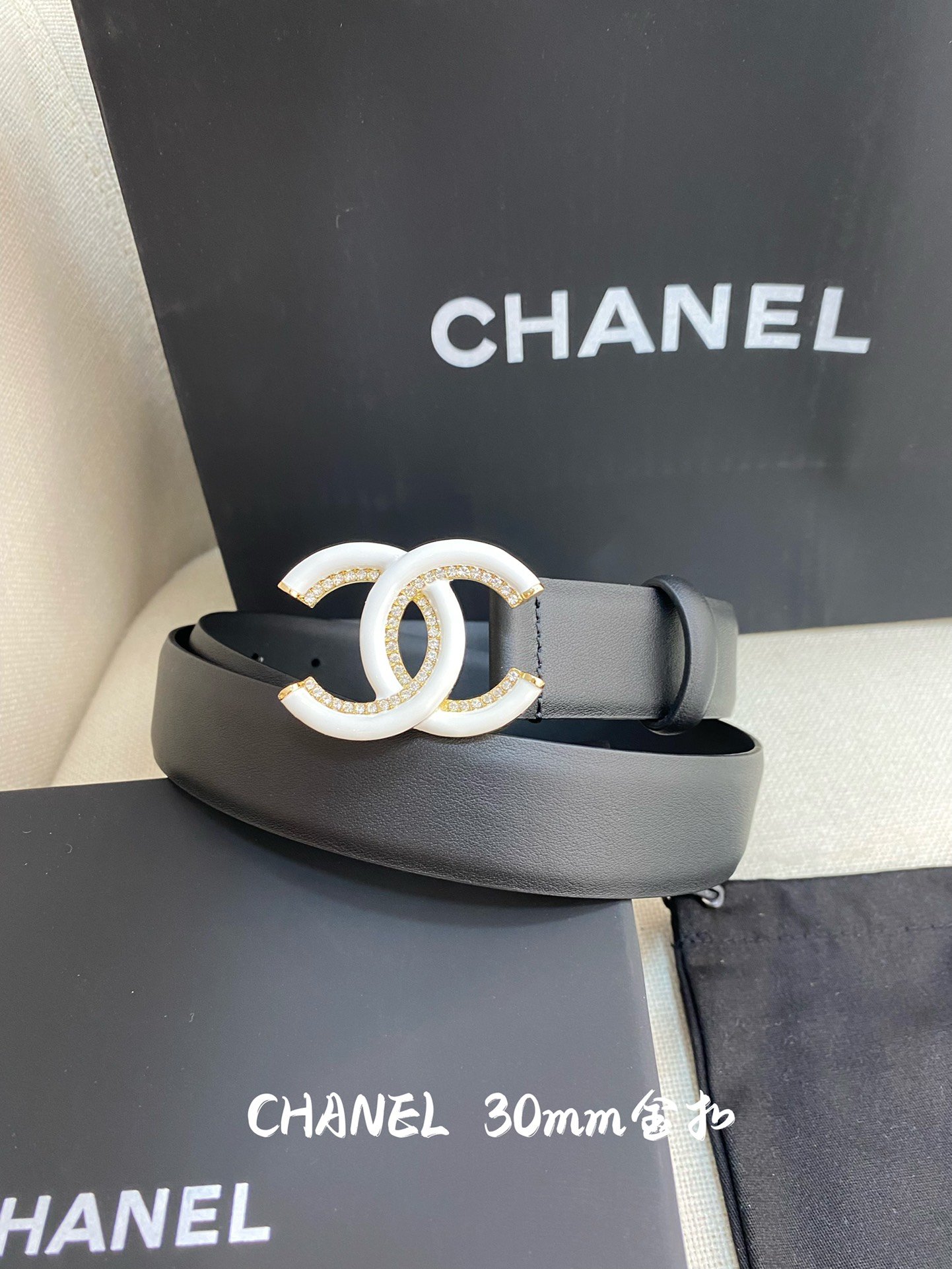 Chanel Belt With Double C Buckle Black Women Belt 30MM - KAIROO