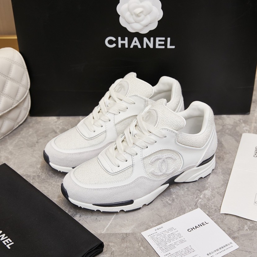 Chanel All-White Platform Dad Sneakers - KAIROO