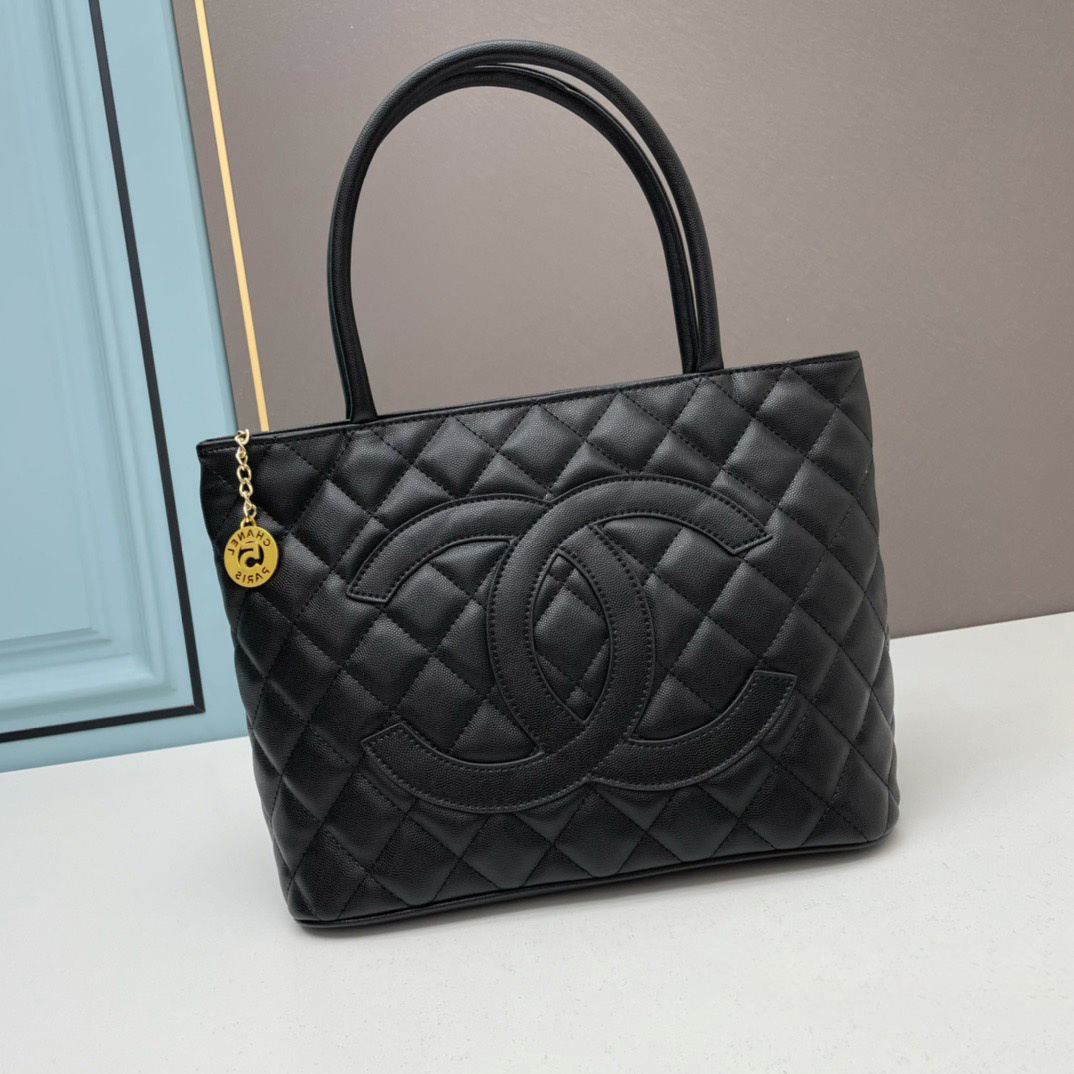 Chanel Vintage Grained Calfskin Shopping Tote Bag - KAIROO