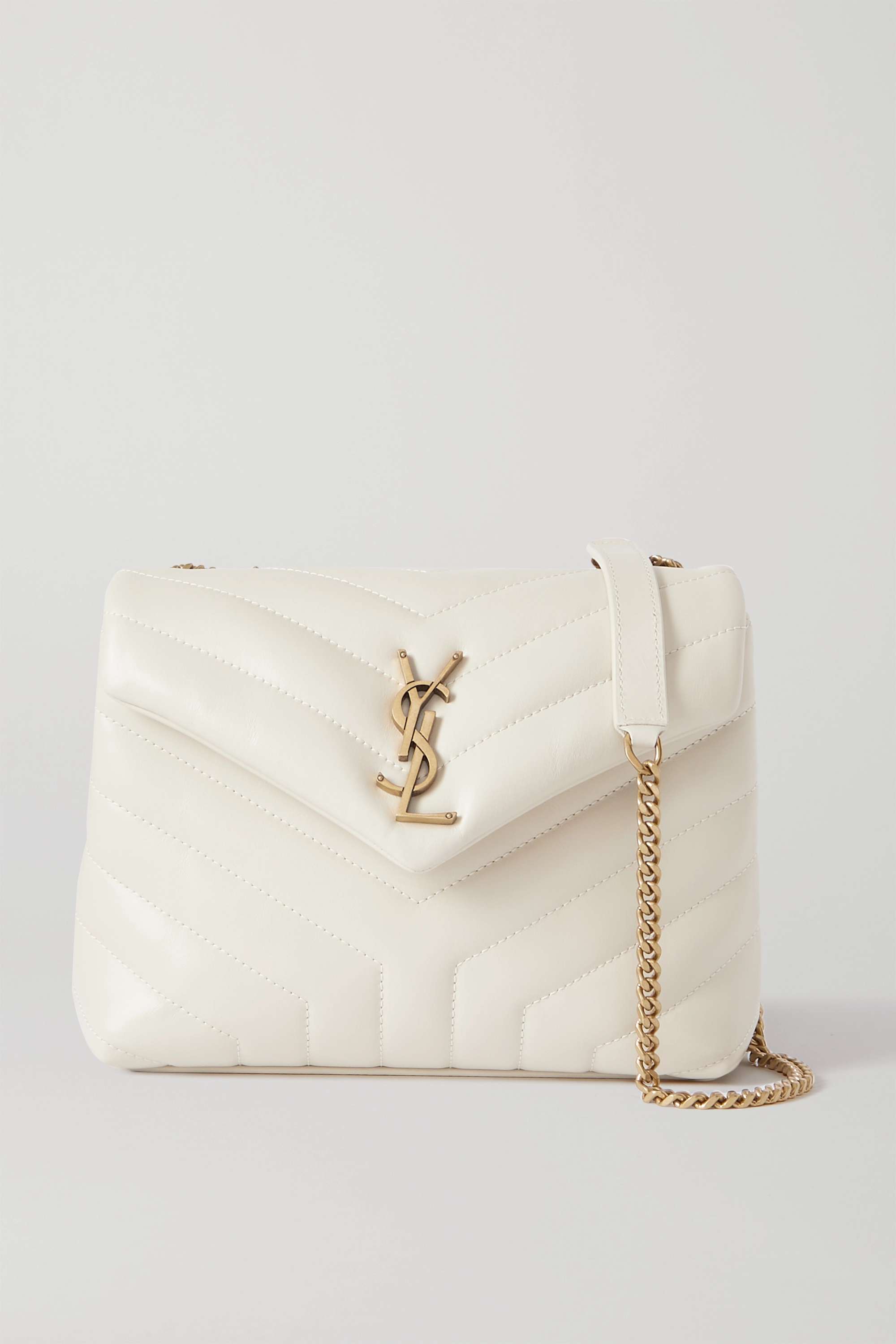 Saint Laurent YSL Loulou Small Quilted Leather Shoulder Bag white - KAIROO