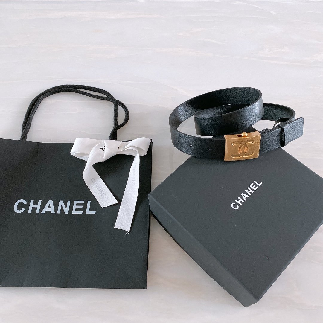 Chanel Belt With Ribbon Buckle Black Women Belt 30MM - KAIROO