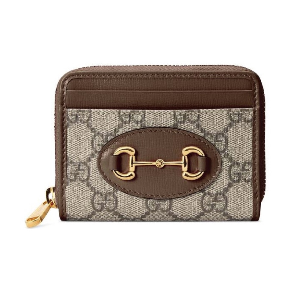 GUCCI Horsebit 1955 Zip Around Canvas and Leather Card Case Wallet - KAIROO