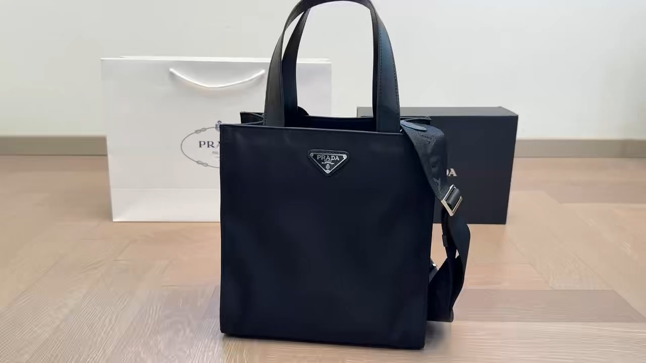 Prada Re-Nylon Black Square Top Handle Tote Bag - KAIROO
