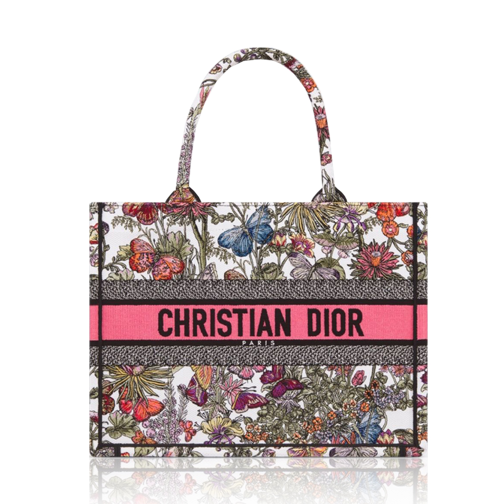 Dior Book Tote Full Multicolor Butterfly Floral Large Tote - KAIROO
