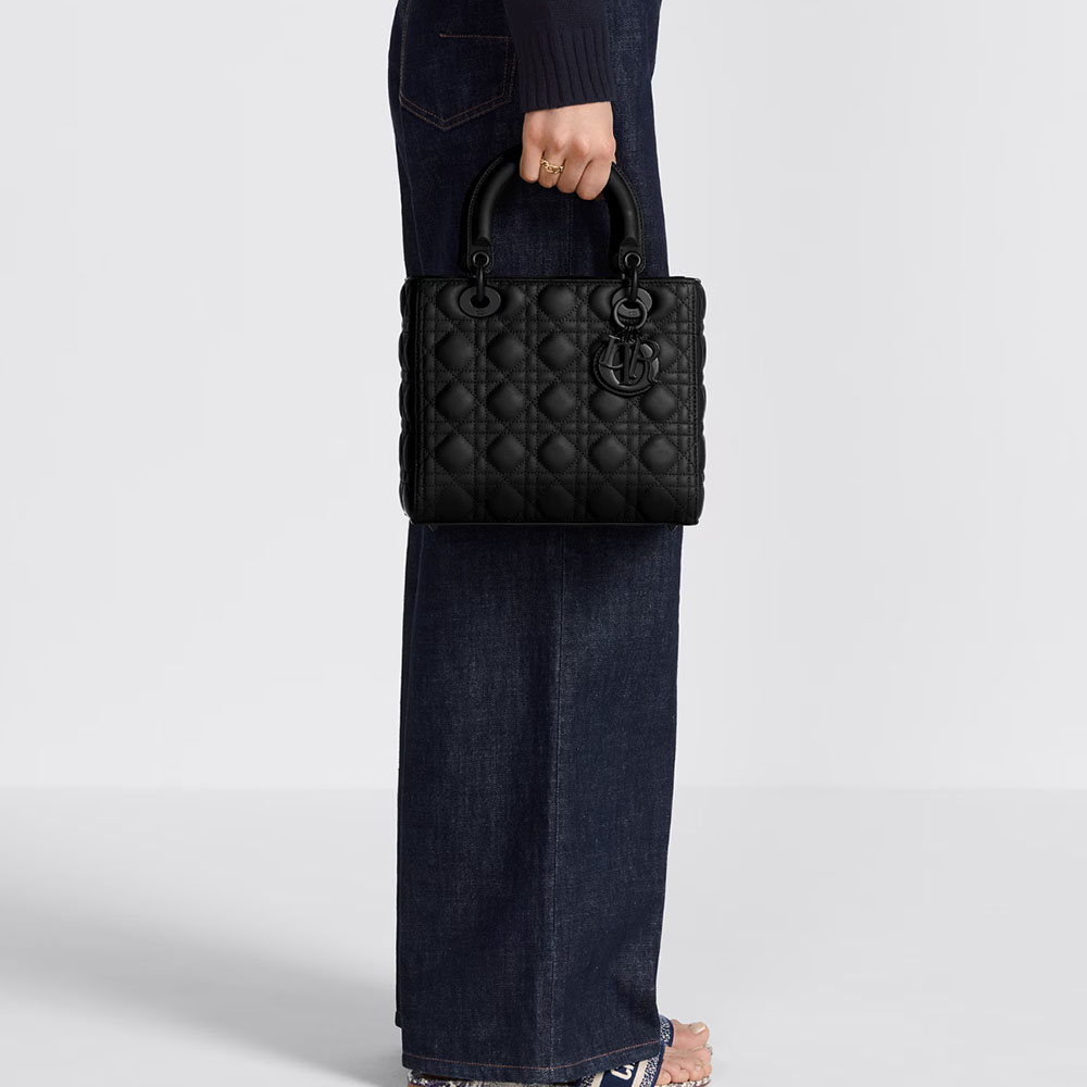 Dior Medium Lady Dior Matte Leather Cannage Quilted Chain Top Handle Bag / Collection - KAIROO